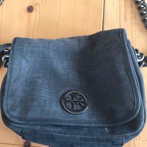 Gray Tory Burch with steel chain